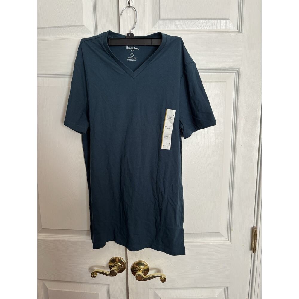 Goodfellow Small Mens Short Sleeve Slub Pocket T-Shirt - Thunderbolt Blue